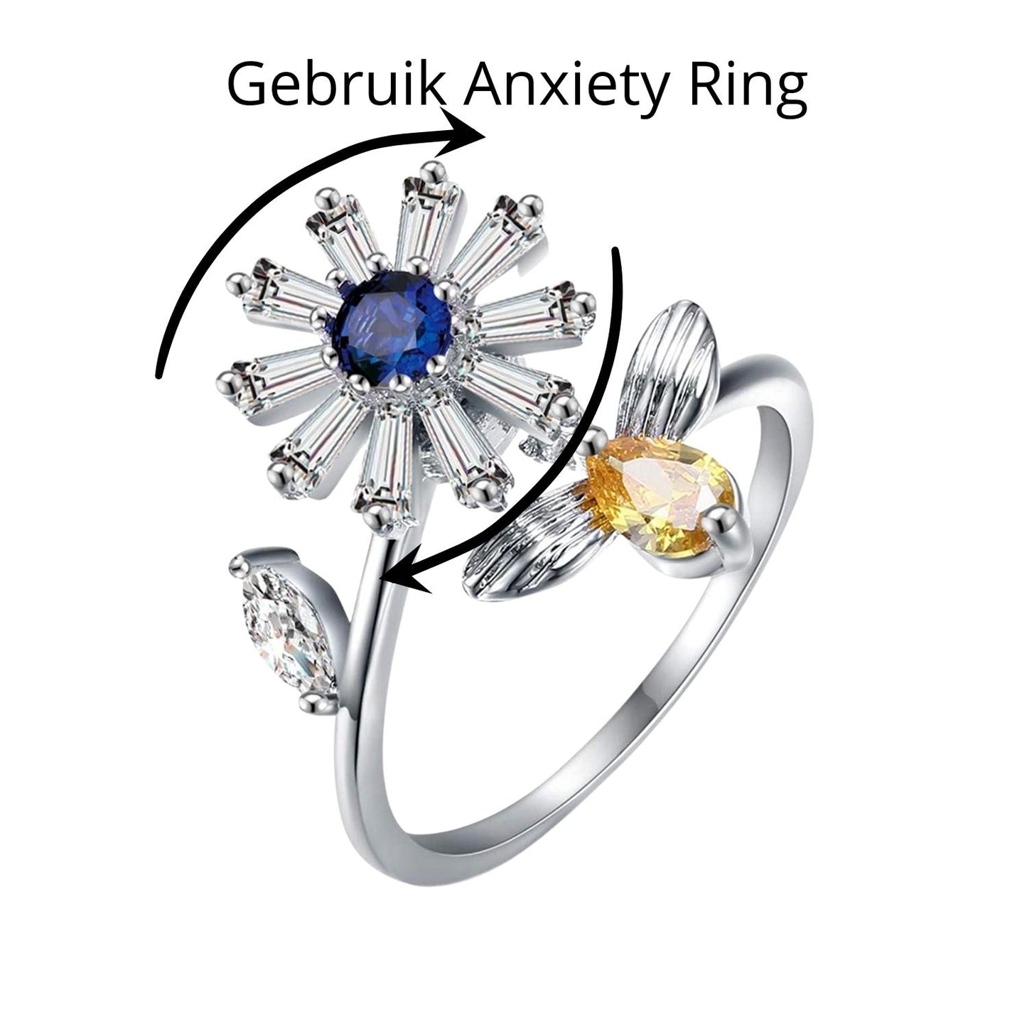 Anxiety Ring (Draairing Bloem en Bij) Zilver 925 Gebruik