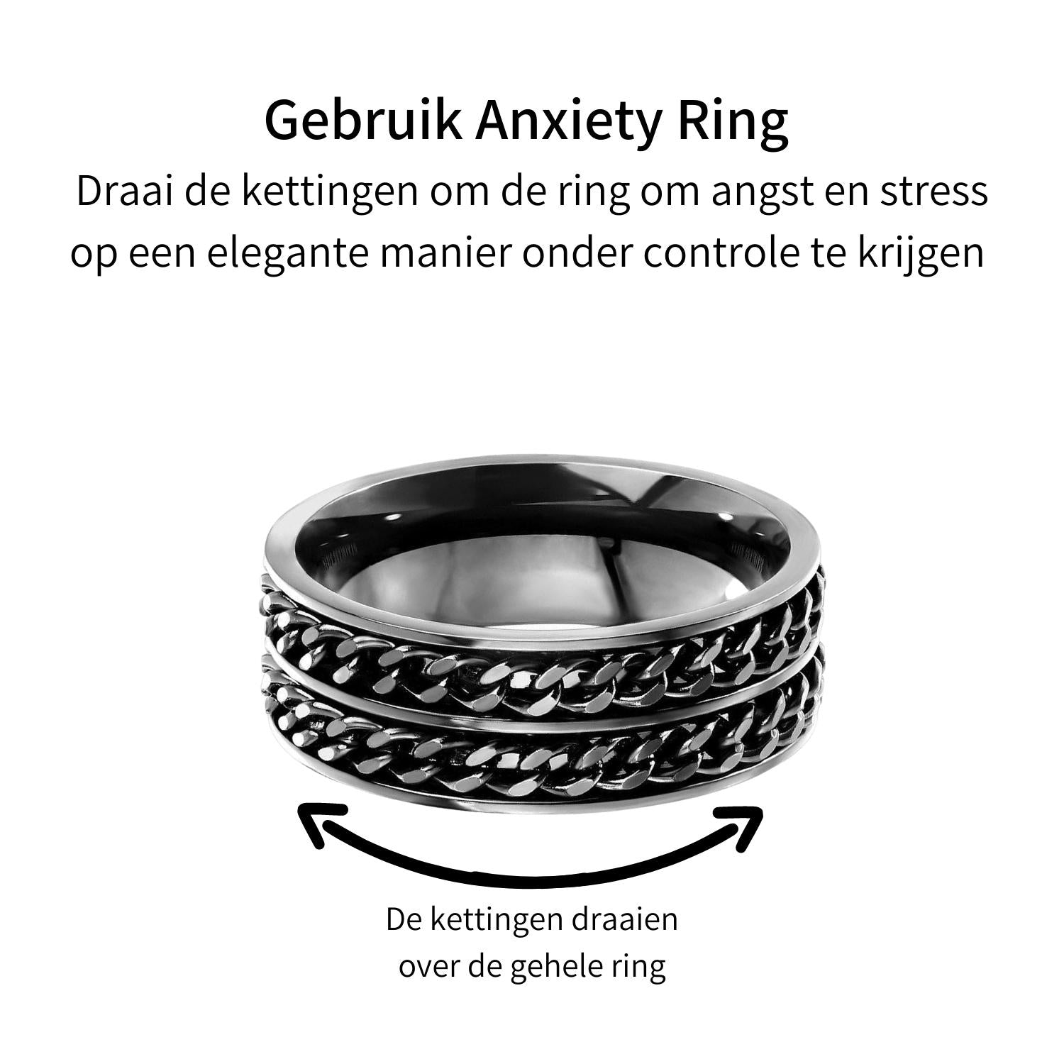 Anxiety Ring (Dubbele Ketting) Vol Zwart Gebruik