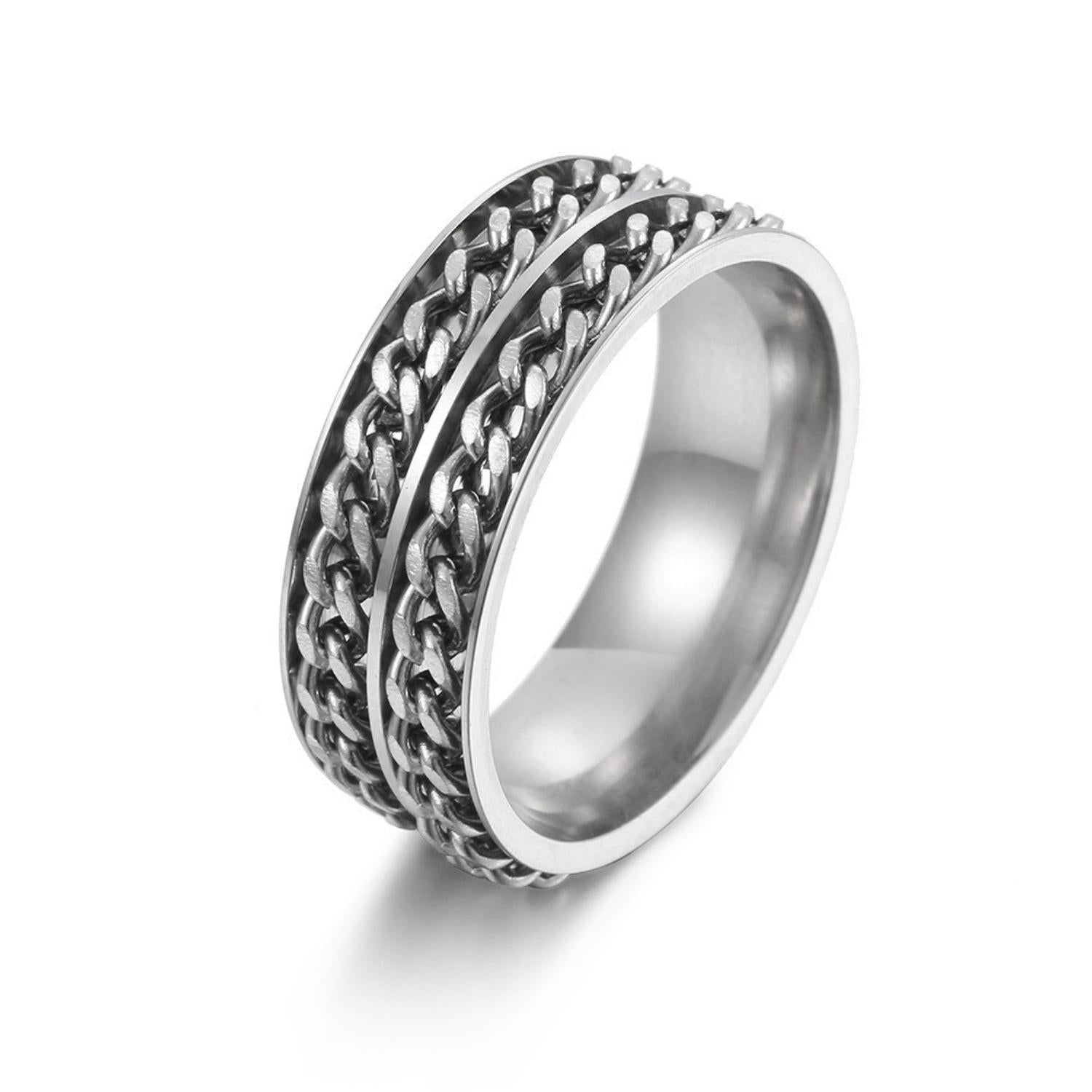 Anxiety Ring (Dubbele Ketting) Zilver-Zilver