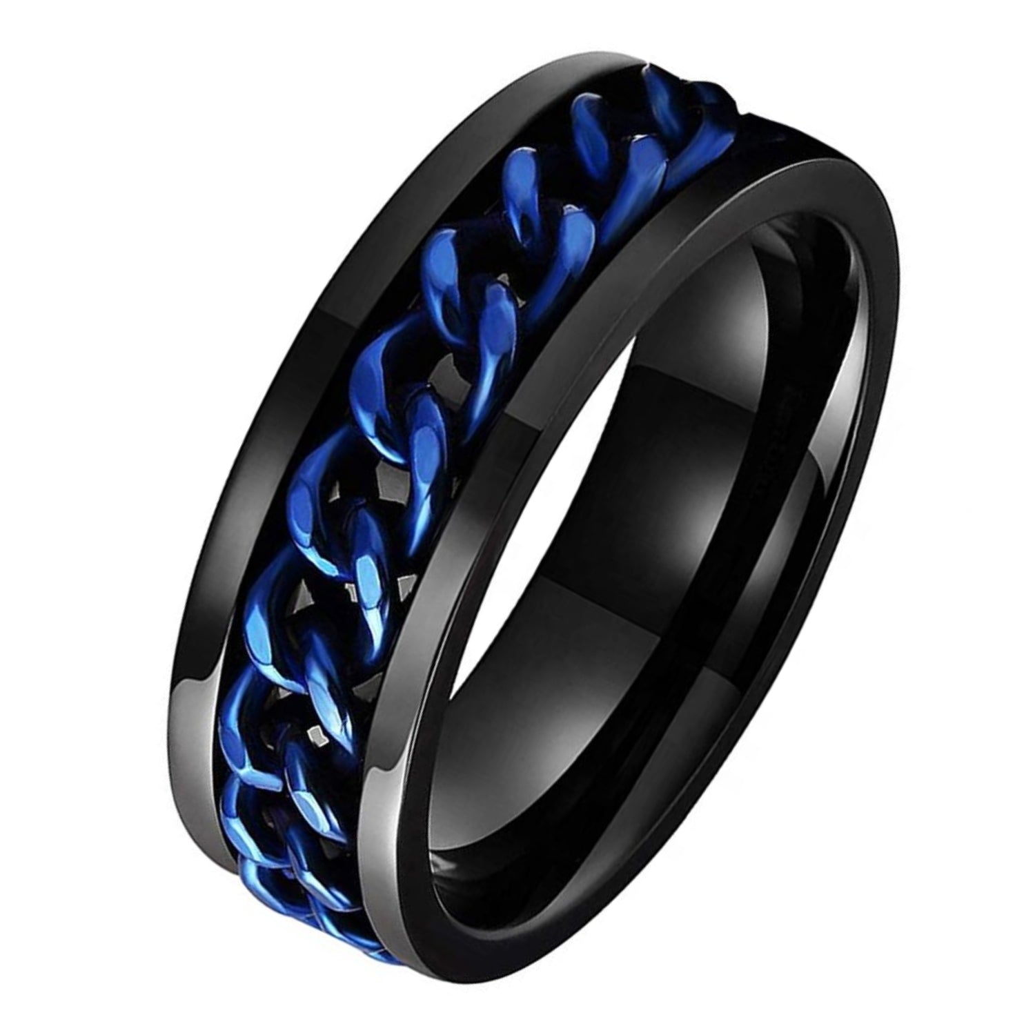 Anxiety Ring (Kettinkje) Blauwe ketting Zwarte ring
