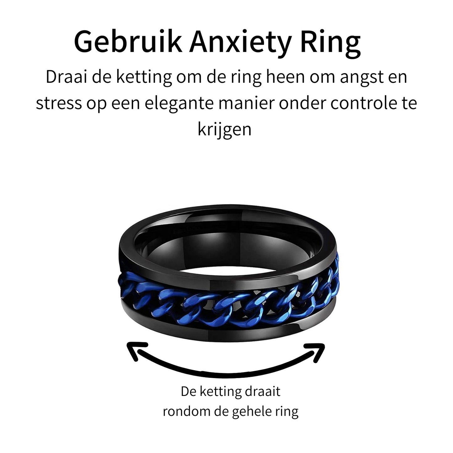 Anxiety Ring (Kettinkje) Blauwe ketting Zwarte ring Gebruik