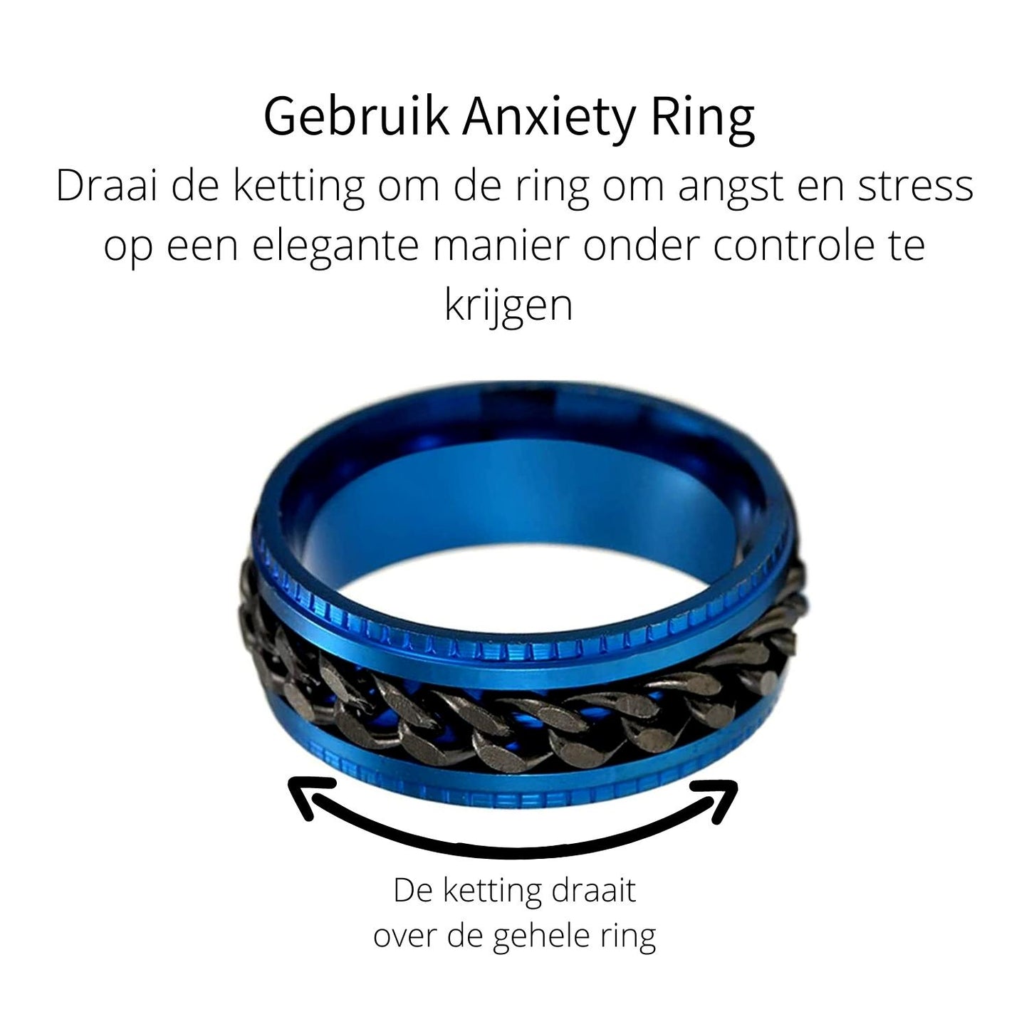 Anxiety Ring (ketting) Blauw-Zwart Gebruik
