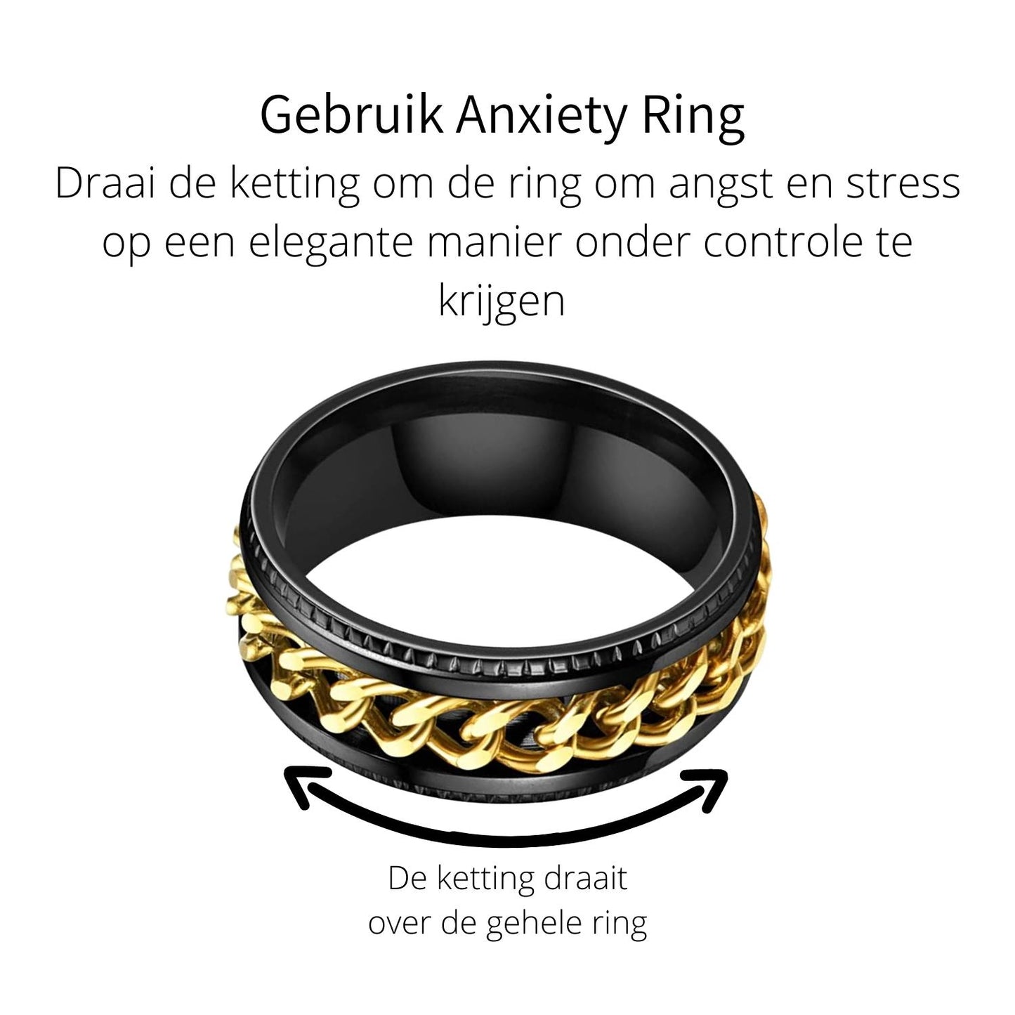 Anxiety Ring (ketting) Zwart-Goud Gebruik