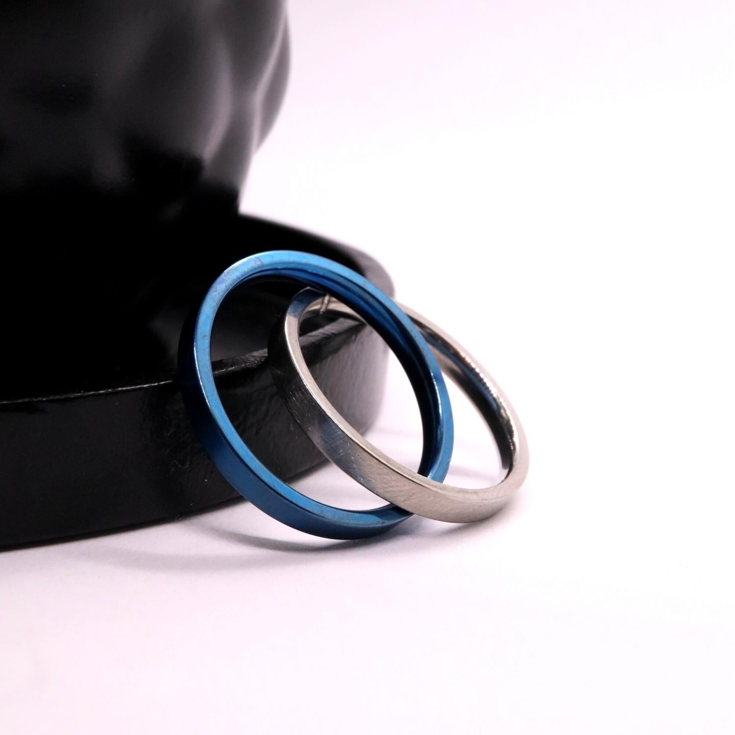 Anxiety Ring (twee ringen) Blauw-Zilver sfeerbeeld