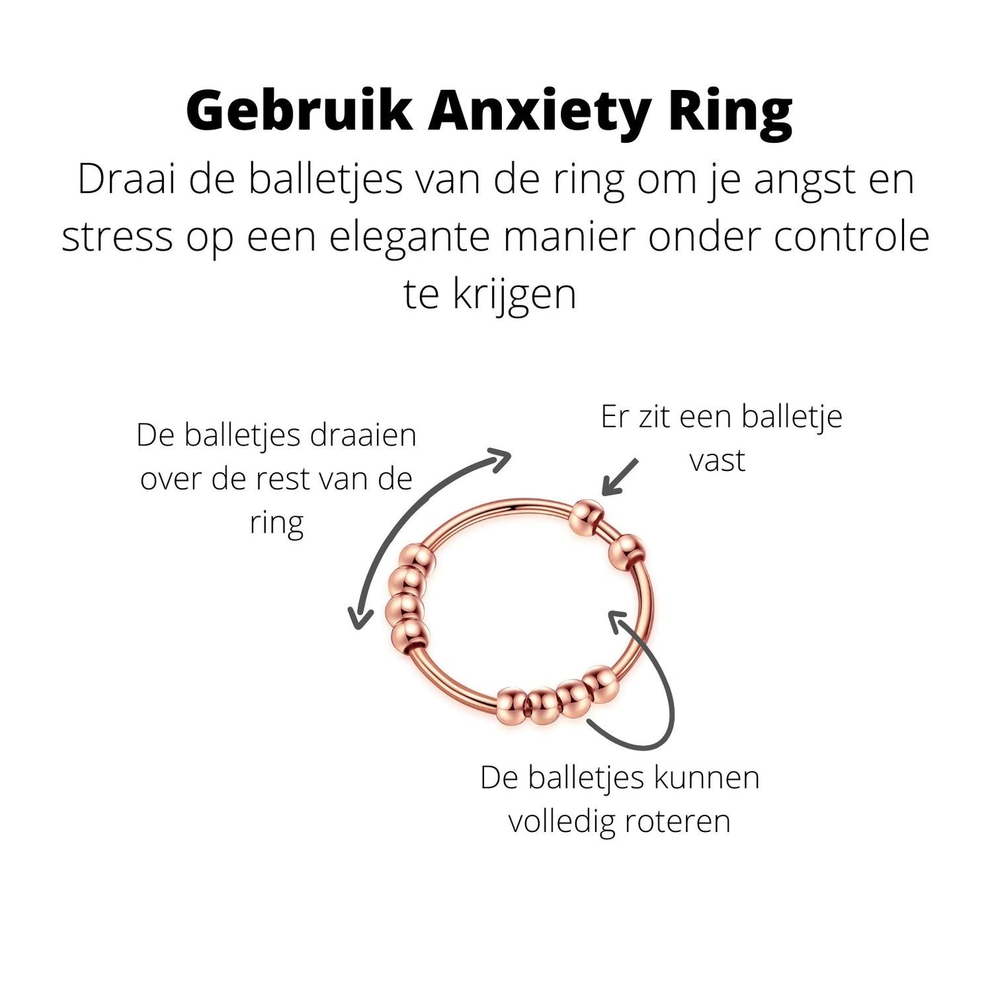 Anxiety Ring rosé goud kleurig (RVS) gebruik