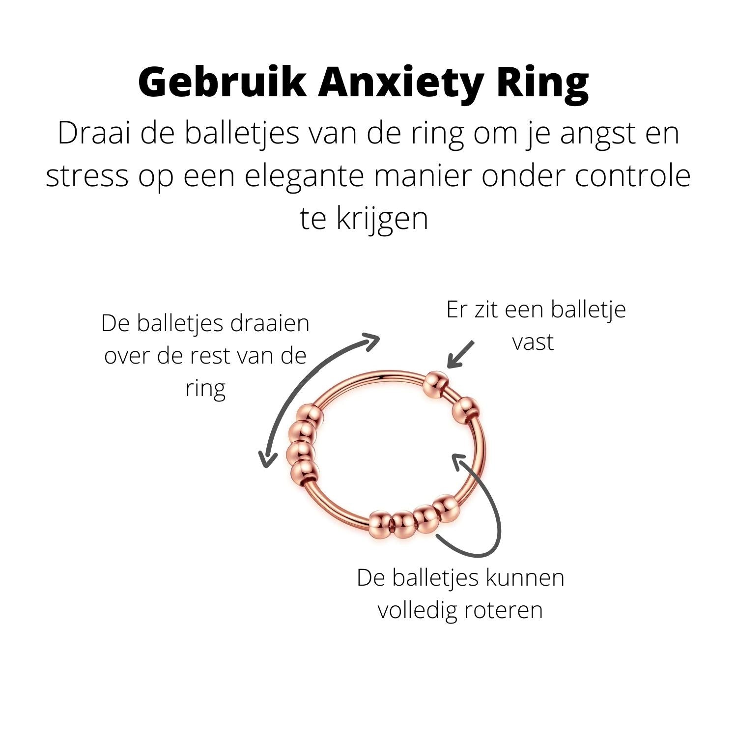 Anxiety Ring rosé goud kleurig (RVS) gebruik