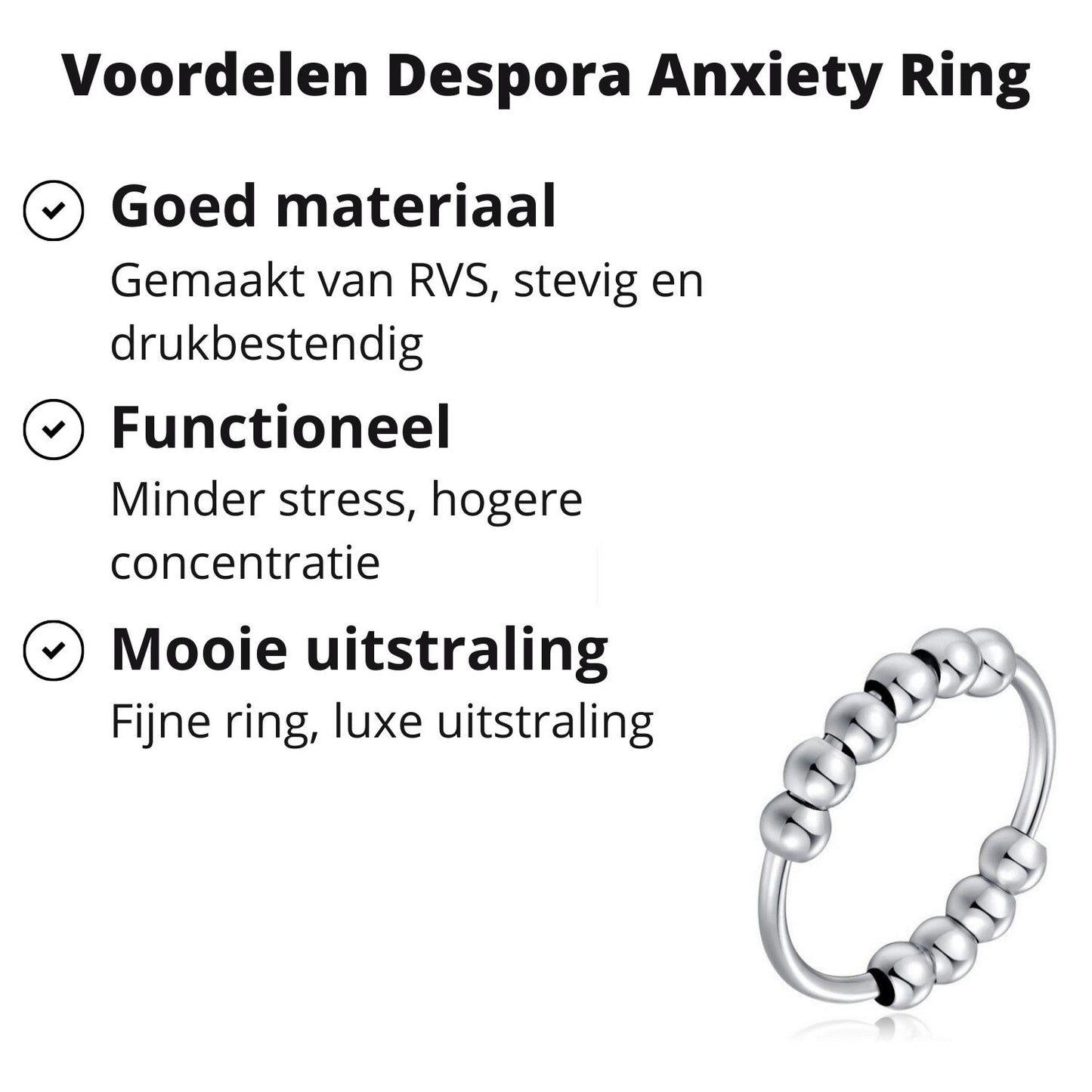 Anxiety Ring zilver kleurig (RVS) Voordelen